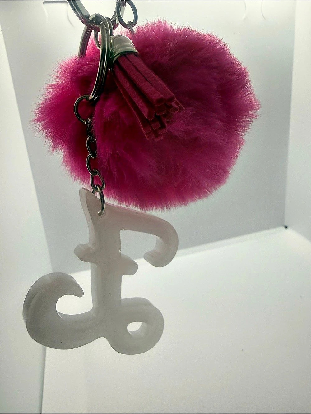 Pink Pom Letter Keychain - Picture 4 of 6